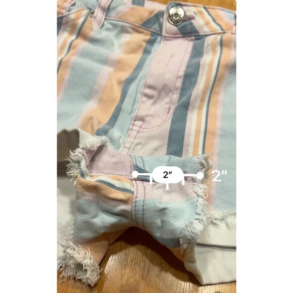 Wild Fable Denim Striped Raw Hem Shorts Multi Colored Women’s 10 - Picture 3 of 4